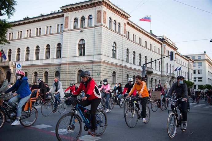 Protesta antigubernamental durante la pandemia en Eslovenia