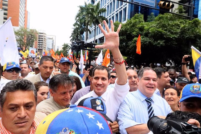 Juan Guaidó durante una protesta contra Maduro en Caracas