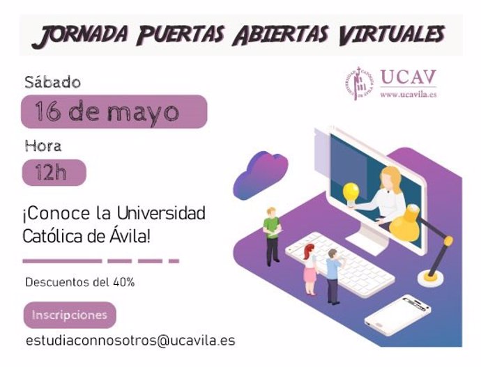 Cartel de la Jornada de Puertas Abiertas Virtual en la UCAV.