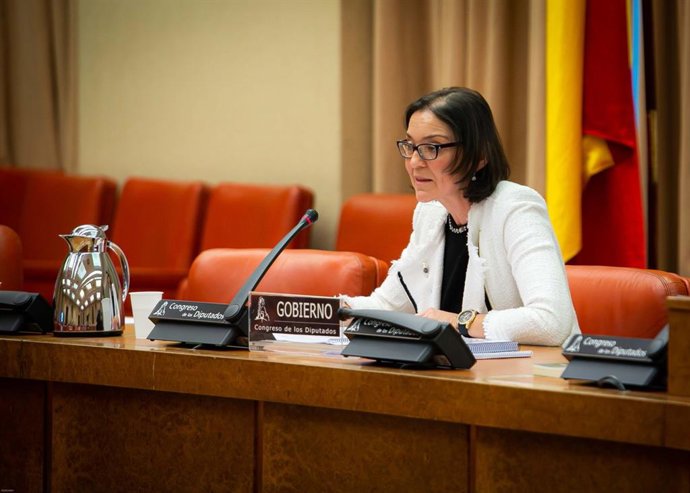 La ministra de Industria, Comercio y Turismo, Reyes Maroto, durante su intervención en la Comisión de Industria, Comercio y Turismo