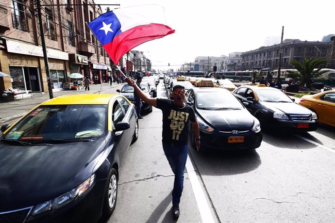 Protesta de taxistas en Valparaíso