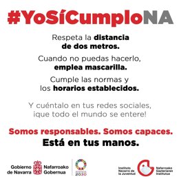 Imagen de la campaña del Instituto Navarro de la Juventud #YoSíCumploNA