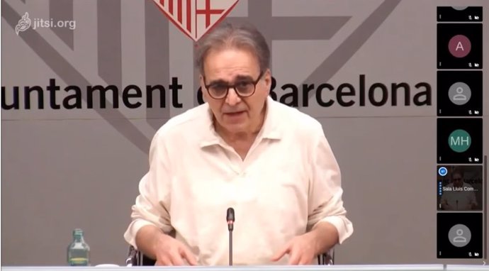 El teniente de alcalde de Cultura del Ajuntament de Barcelona, Joan Subirats, este viernes en rueda de prensa telemática para la presentación de las nuevas medidas para el sector cultural. (archivo) 