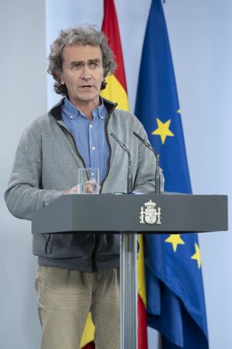 El director del Centro de Coordinación de Alertas y Emergencias Sanitarias, Fernando Simón, durante la rueda de prensa de Sanidad para anunciar qué territorios avanzan en la desescalada a 15 de mayo de 2020