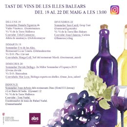 Programa de la tercera semana de las catas de vino virtuales.