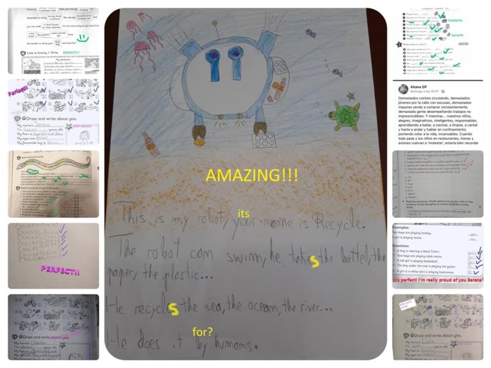 Imagen facilitada por la Asociación de Centros de Enseñanza de Idiomas de Andalucía (Aceia) de un trabajo de un alumno de inglés, elaborado online durante el confinamiento.