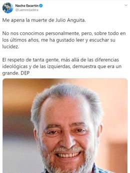 Publicación de Nacho Escartín en Twitter