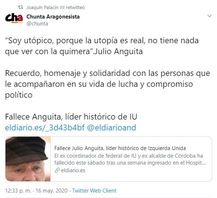 Chunta Aragonesista en su Twitter