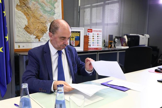 Javier Lambán participa en la décima videoconferencia de presidentes autonómicos con Pedro Sánchez