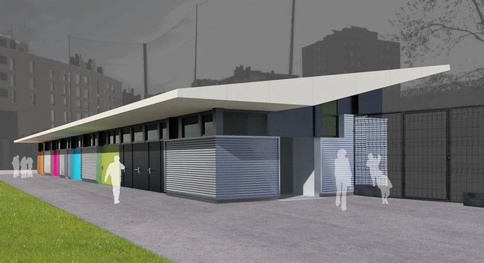 Infografía de los vestuarios que se habilitarán en el campo de Ansio, en Barakaldo.