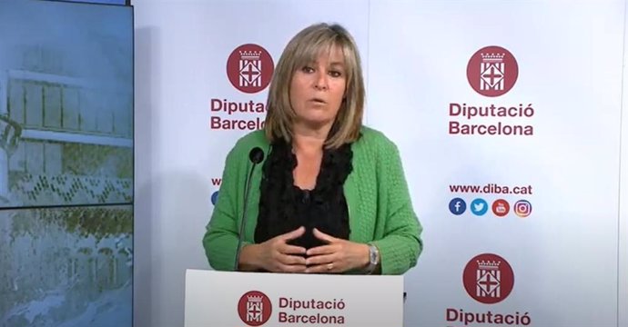 La presidenta de la Diputació de Barcelona, Núria Marín, en roda de premsa telemtica per presentar el nou pla de reactivació socioeconmica dels municipis.
