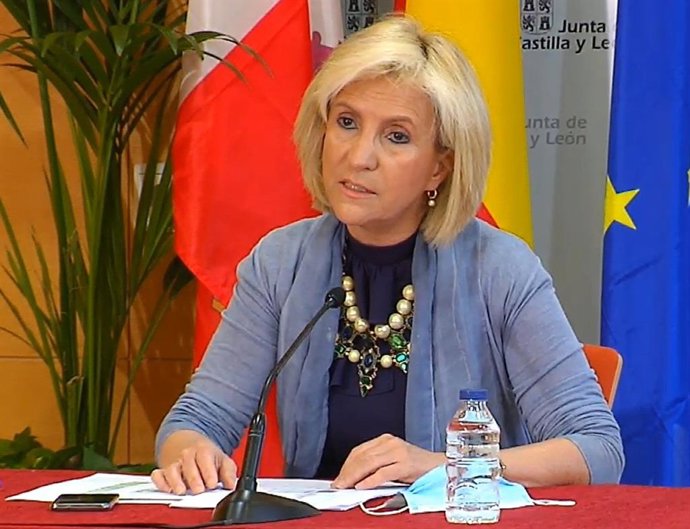 La consejera de Sanidad, Verónica Casado, en la rueda de prensa diaria sobre la evolución del virus.