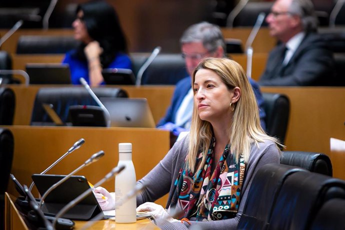 La diputada de Ciudadanos María Muñoz Vidal, durante la comparecencia de la ministra Yolanda Díaz, en la Comisión de Trabajo del Congreso