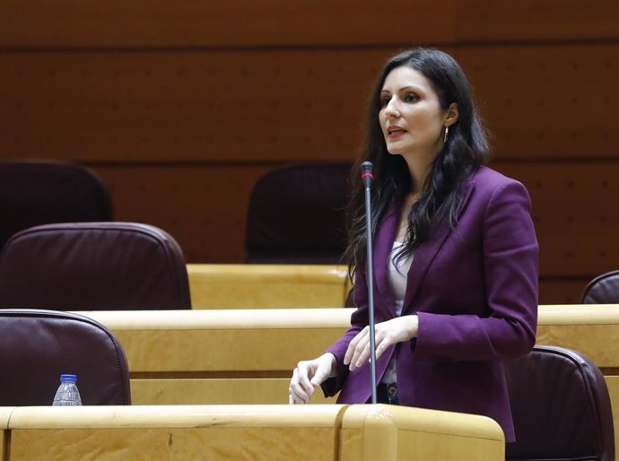 La portavoz de Ciudadanos en el Senado Lorena Roldán interviene en la sesión de control al Gobierno en el Senado, en Madrid (España) a 5 de mayo de 2020.