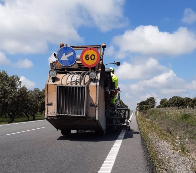 Obras en una carretera de la provincia de Córdoba