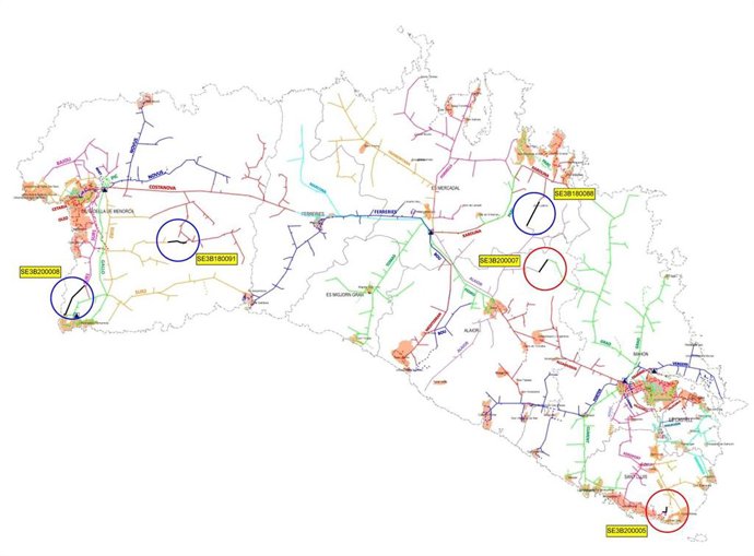 Mapa de Menorca con las actuaciones de Endesa