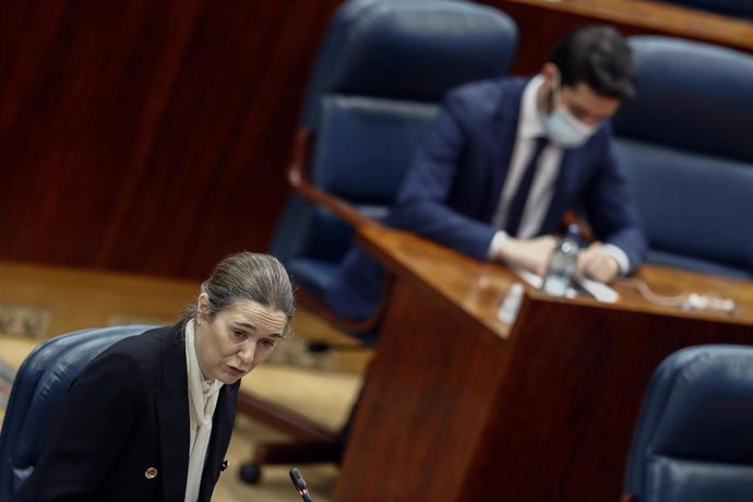 La diputada de Ciudadanos, Marta Rivera de la Cruz durante la sesión de control al ejecutivo regional en la Asamblea de Madrid.
