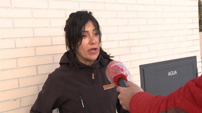 Maite Galdeano atiende a las cámaras de Europa Press