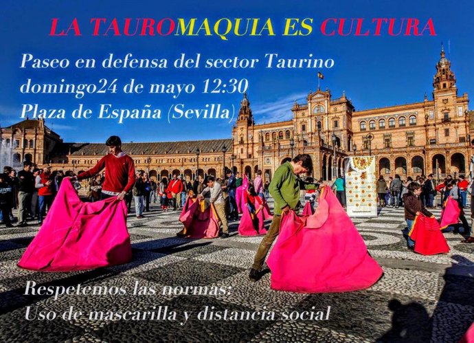 Convocatoria en redes sociales para un 'Paseo reivindicativo' en Sevilla en defensa de la tauromaquia.