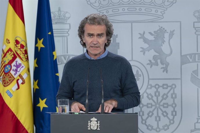 El director del Centro de Coordinación de Alertas y Emergencias Sanitarias, Fernando Simón, durante la primera rueda de prensa por la tarde tras la reunión del Comité de Gestión de la Desescalada, en Madrid (España) a 18 de mayo de 2020.