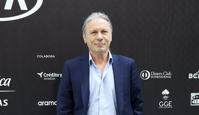 MADRID, SPAIN - JUNE 06: Bruce Dickinson of Iron Maiden poses in a photocall before attending  MABS 2019, Management & Business Summit, at Ifema on June 06, 2019 in Madrid, Spain