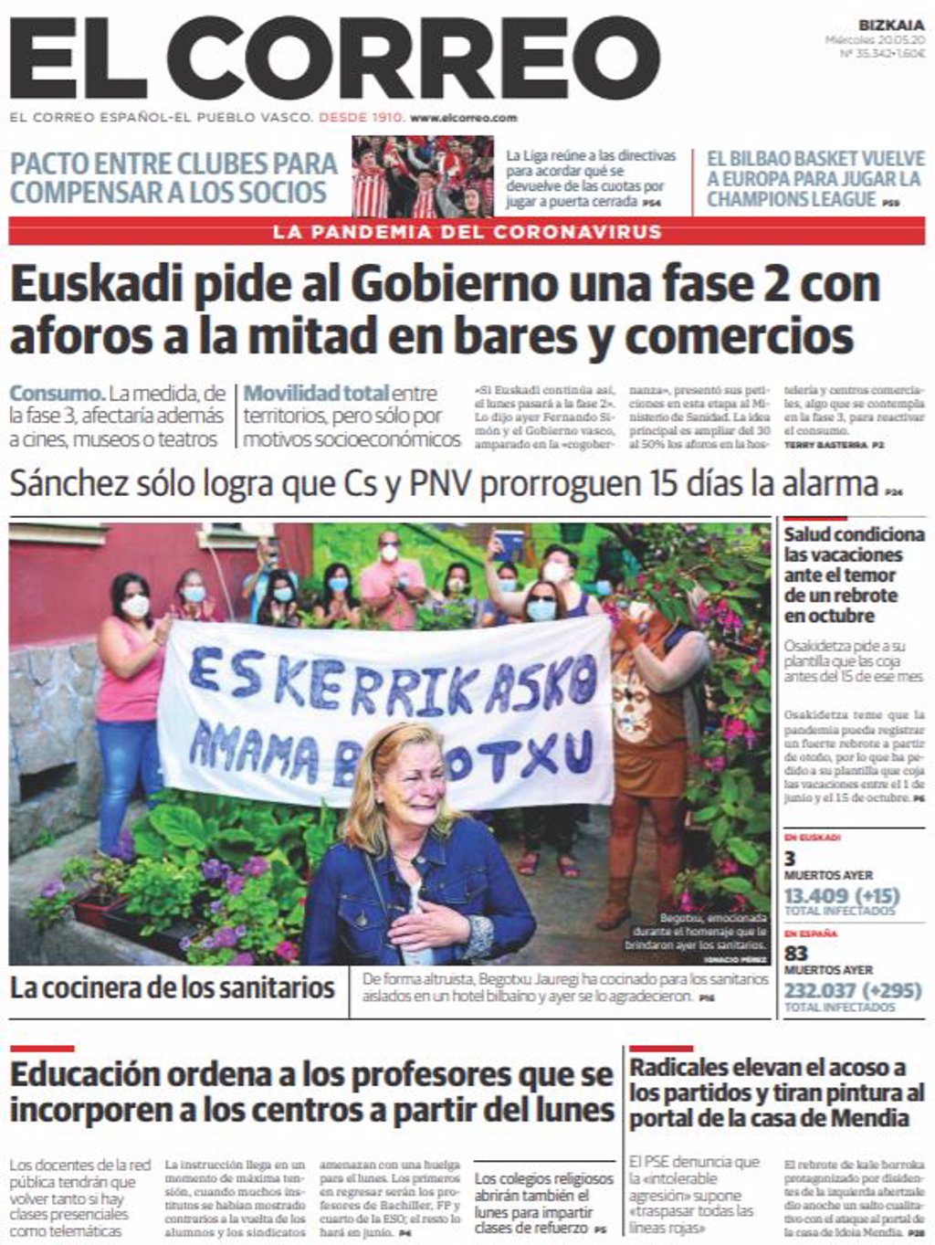 Las portadas de los periódicos del miércoles 20 de mayo de ...