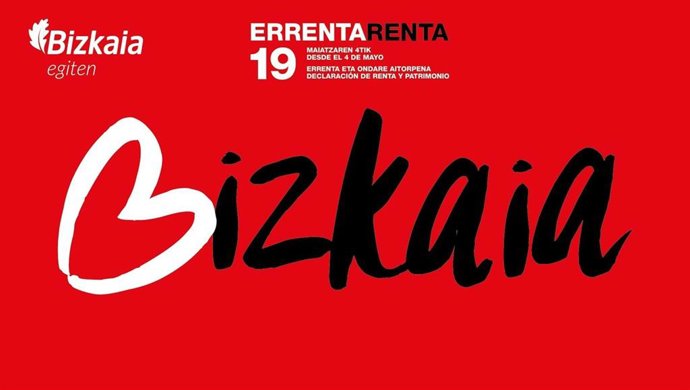Cartel de la campaña de la Renta 2019 en Bizkaia