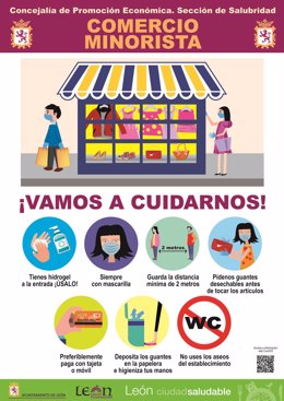 Cartel de la campaña informativa del Ayuntamiento de León de buenas prácticas para el comercio.