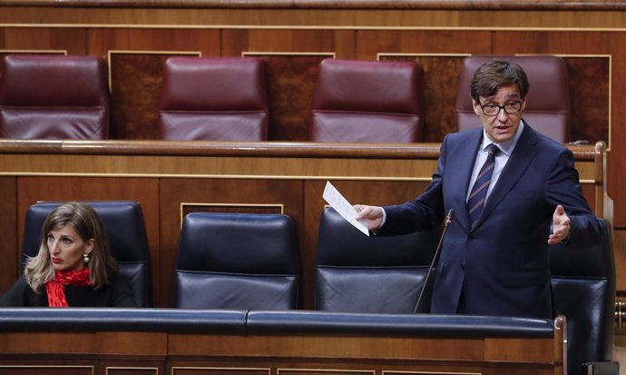 El ministro de Sanidad, Salvador Illa durante la sesión de Control al Ejecutivo que se celebra este miércoles en el Congreso. En Madrid (España), a 13 de mayo de 2020.