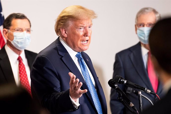19 May 2020, US, Washington: US President Donald Trump speaks during a press conference following a meeting with the Republican caucus at the Hart Senate Office Building. Photo: Michael Brochstein/ZUMA Wire/dpa