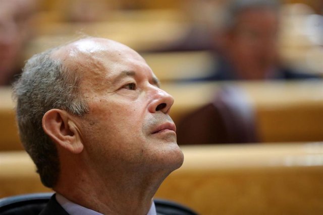 El ministro de Justicia, Juan Carlos Campo, interviene durante la primera sesión de control al Gobierno de coalición PSOE y Unidas Podemos de la XIV Legislatura en el Senado, en Madrid (España), a 11 de febrero de 2020.