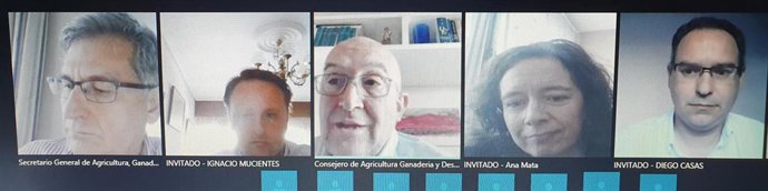 Carnero ha subrayado el importante papel que están desempeñando en la actual situación los ingenieros agrónomos, colectivo con el que se ha reunido de forma telemática.