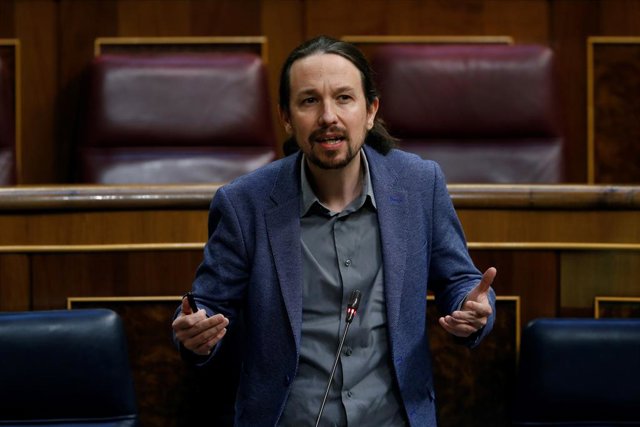 El vicepresident segon del Govern central, Pablo Iglesias, intervé durant el ple del Congrés que debat la cinquena pròrroga de l'estat d'alarma, Madrid (Espanya), 20 de maig del 2020.