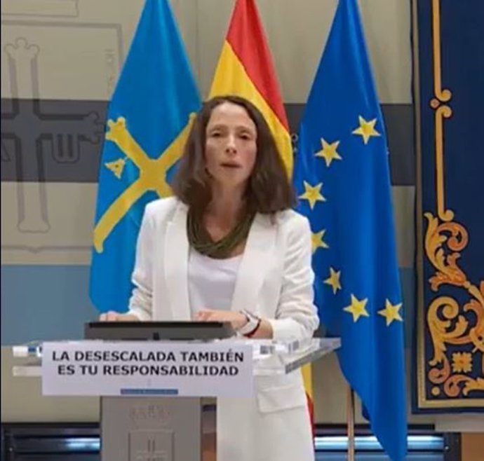 La portavoz del Gobierno asturiano, Melania Álvarez, en rueda de prensa.