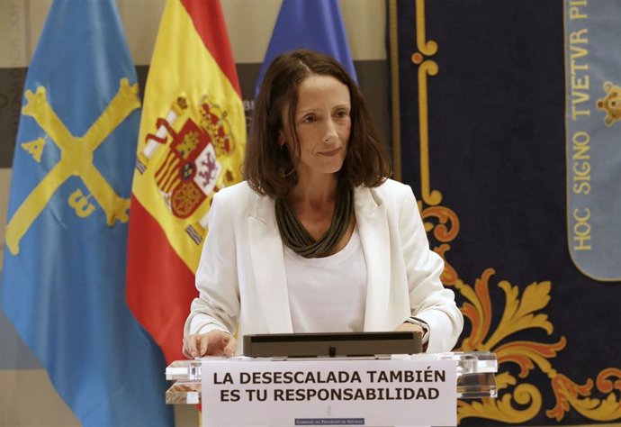La portavoz del Gobierno y consejera de Derechos Sociales y Bienestar, Melania Álvarez en rueda de prensa tras el consejo de Gobierno.