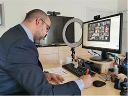 El conseller de Interior de la Generalitat, Miquel Buch, en una reunión telemática con el sector del metal