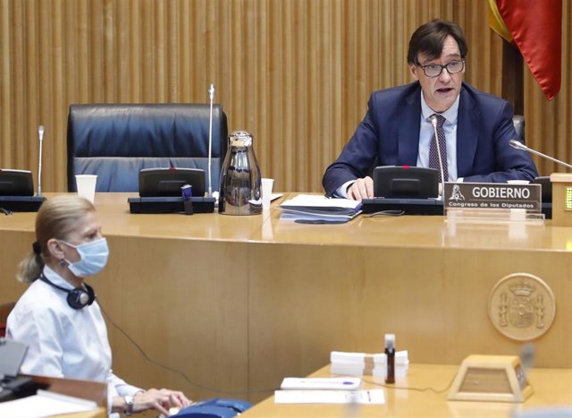 El ministro de Sanidad, Salvador Illa comparece en la Comisión de Sanidad del Congreso, en Madrid (España), a 21 de mayo de 2020.