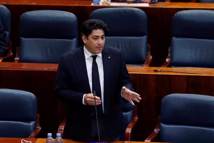 El diputado del PP, David Pérez, durante su intervención en el pleno que la Asamblea