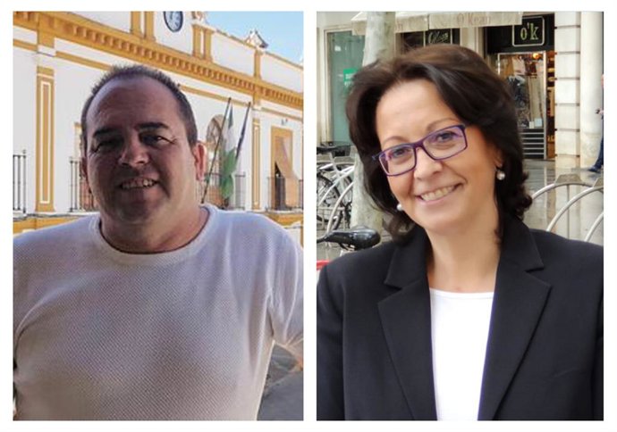 José Antonio Gelo, alcalde de Albaida, e Inés Mazuela, secretaria general de UPTA Andalucía, firman un convenio de colaboración para apoyar a autónomos.