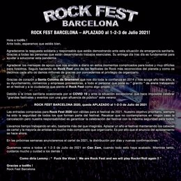 Coronavirus.- Aplazado a 2021 el Rock Fest de Santa Coloma (Barcelona)