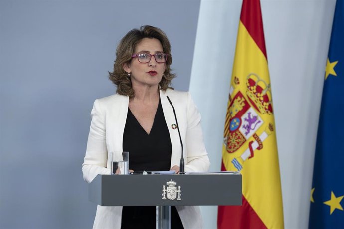 La vicepresidenta para la Transición Ecológica y el Reto Demográfico, Teresa Ribera, durante la rueda de prensa posterior al Consejo de Ministros celebrado en Moncloa el día 66 del estado de alarma. En Madrid (España), a 19 de mayo de 2020.