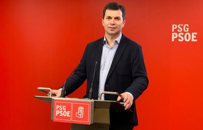 El secretario xeral del PSdeG, Gonzalo Caballero, en rueda de prensa este viernes 22 de mayo