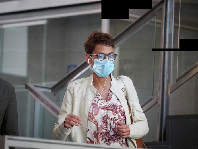 La presidenta del Gobierno de Navarra, María Chivite, a su llegada al Parlamento de Navarra 