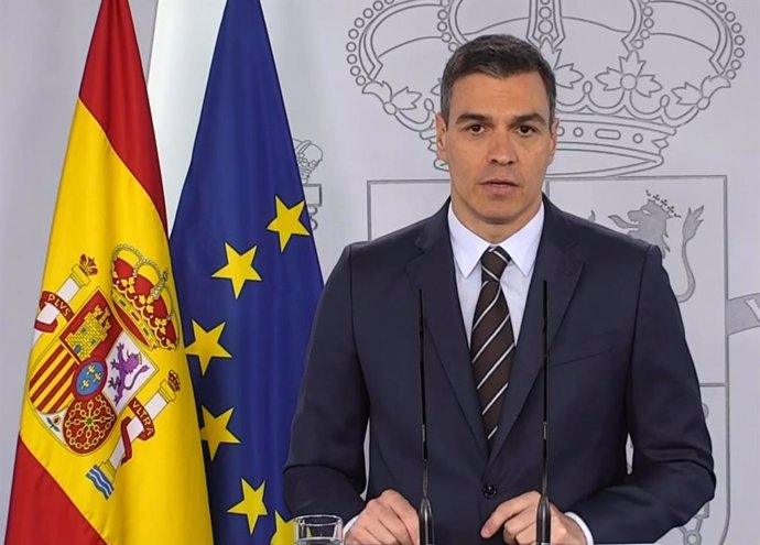 El presidente del Gobierno, Pedro Sánchez, durante su intervención en rueda de prensa.