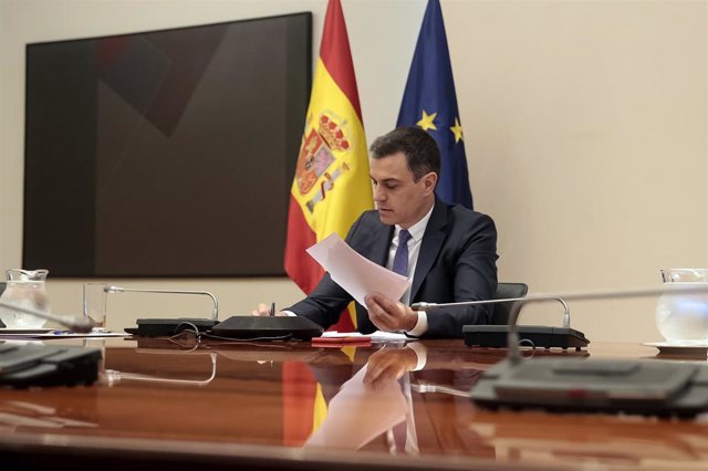 El presidente del Gobierno, Pedro Sánchez, se reúne por videoconferencia con los presidentes autonómicos, en Madrid (España) a 24 de mayo de 2020.