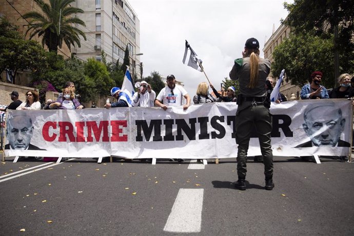 Manifestación contra el primer ministro israelí, Benjamin Netanyahu
