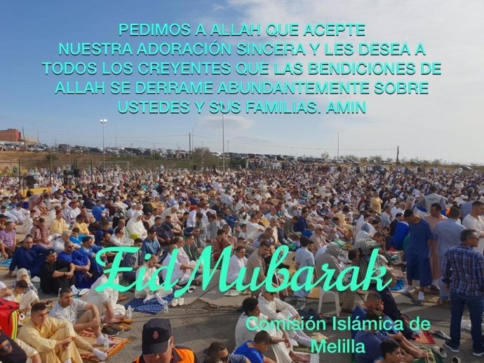 Imagen del rezo colectivo del final del Ramadán en Melilla en 2019.