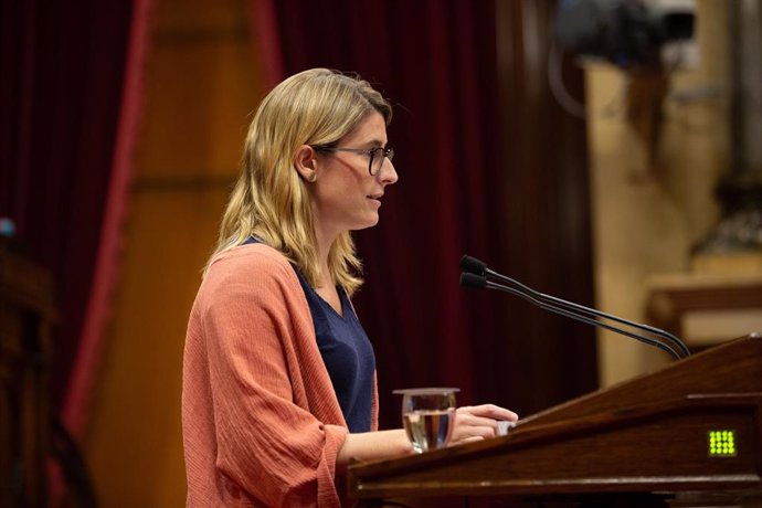 La concejala del Ayuntamiento de Barcelona Elsa Artadi, durante su intervención en el pleno del Parlamento de Cataluña.