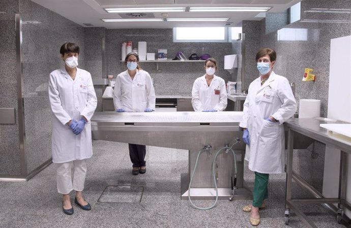 Equipo del servicio de Anatomía Patológica del CHN que realizará el estudio. De izquierda a derecha: Irene Amat, Raquel Beloqui y Victoria Zelaya y Alicia Córdoba