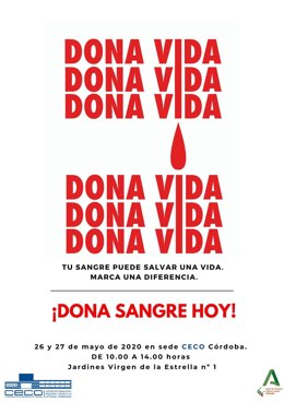 Cartel de la campaña de donación impulsada por el Centro de Transfusión Sanguínea y CECO